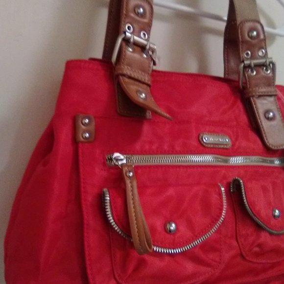 Franco Sarto Red Medium Size Bag Leather & Fabric NWT - Picture 4 of 14